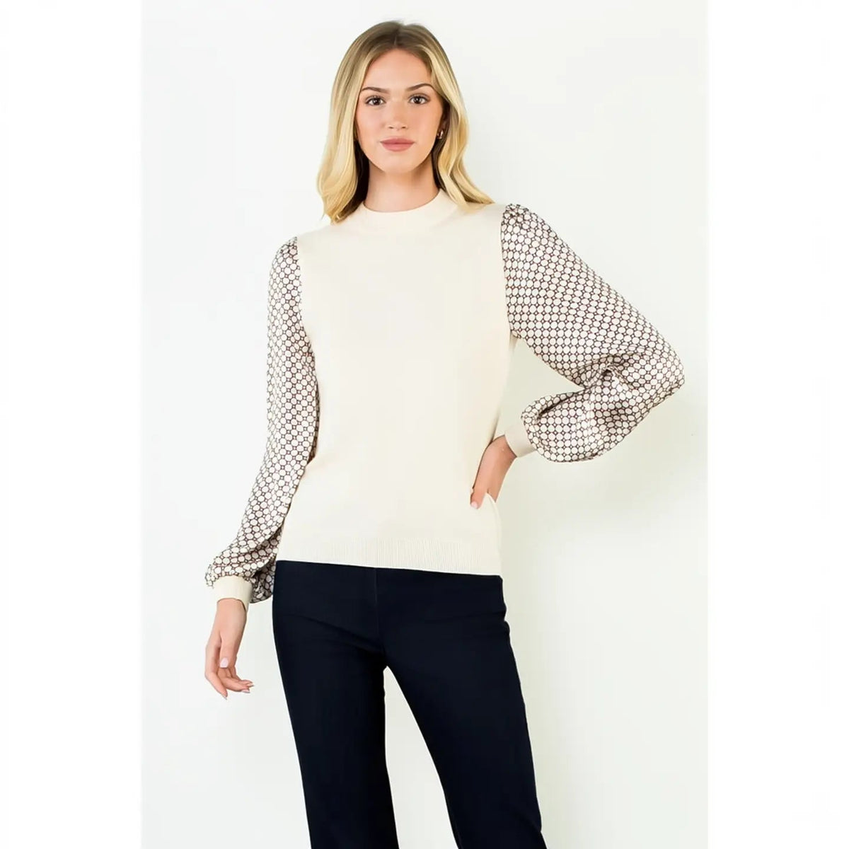 Silk Floral Flowy Sleeve Top THML