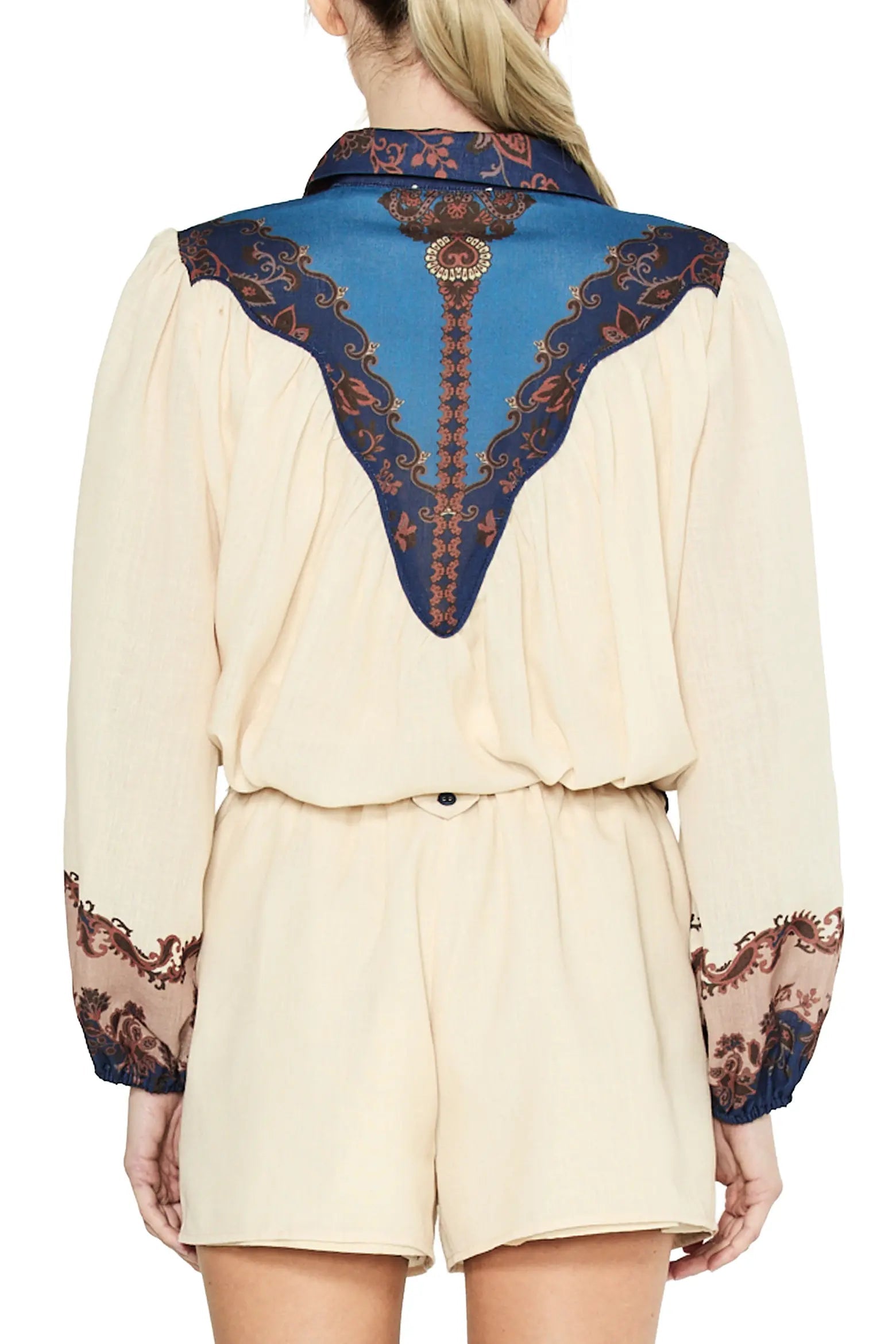 Sayla Print Button-Front Shirt Ciebon