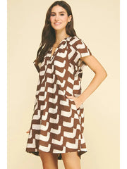 Geometric Print Tunic Mini Dress Pinch