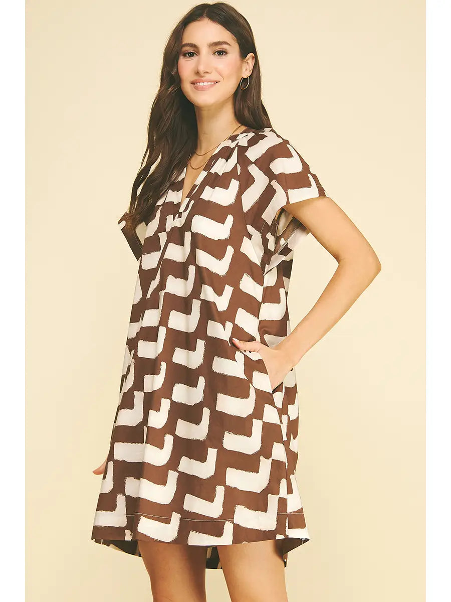 Geometric Print Tunic Mini Dress Pinch