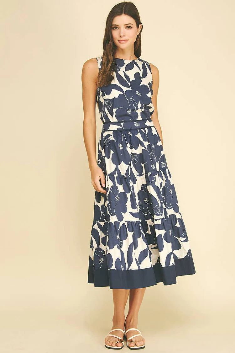 Floral Tiered Midi Skirt Pinch