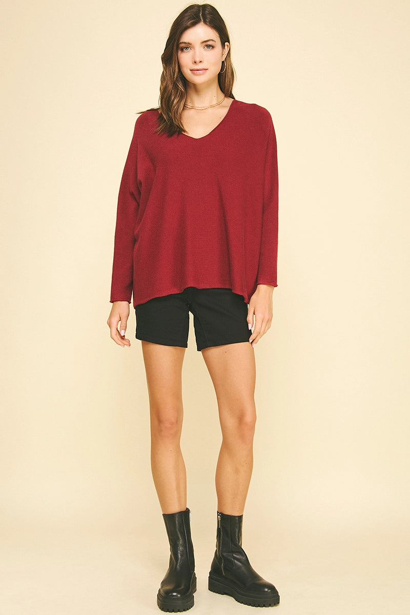 Soft V-Neck Knit Sweater Pinch