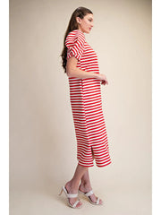 Comfortable Midi Dress Round Neck Puff Short Sleeve Glam