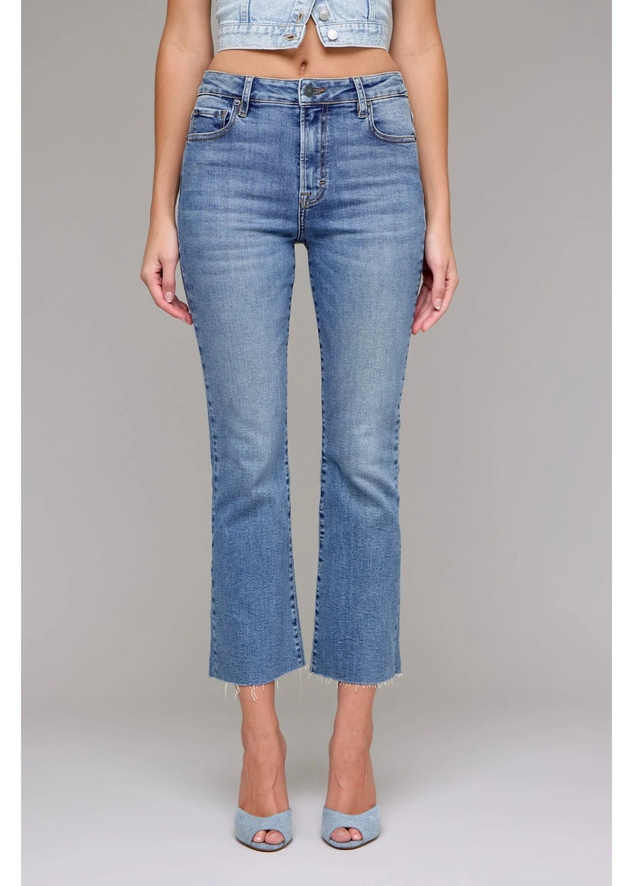 Happi High Waisted Basic Cropped Flare Jeans