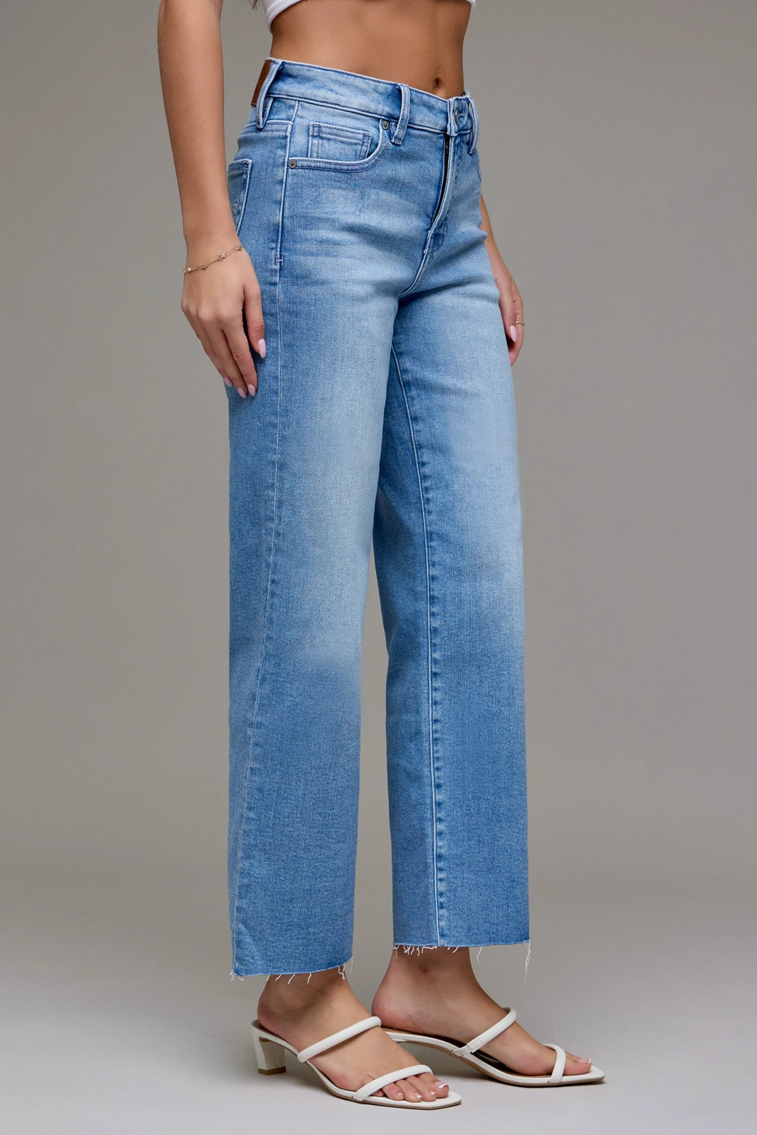 Ella Mid Rise Stretch Cropped Classic Straight Hidden Jeans
