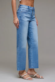 Ella Mid Rise Stretch Cropped Classic Straight Hidden Jeans