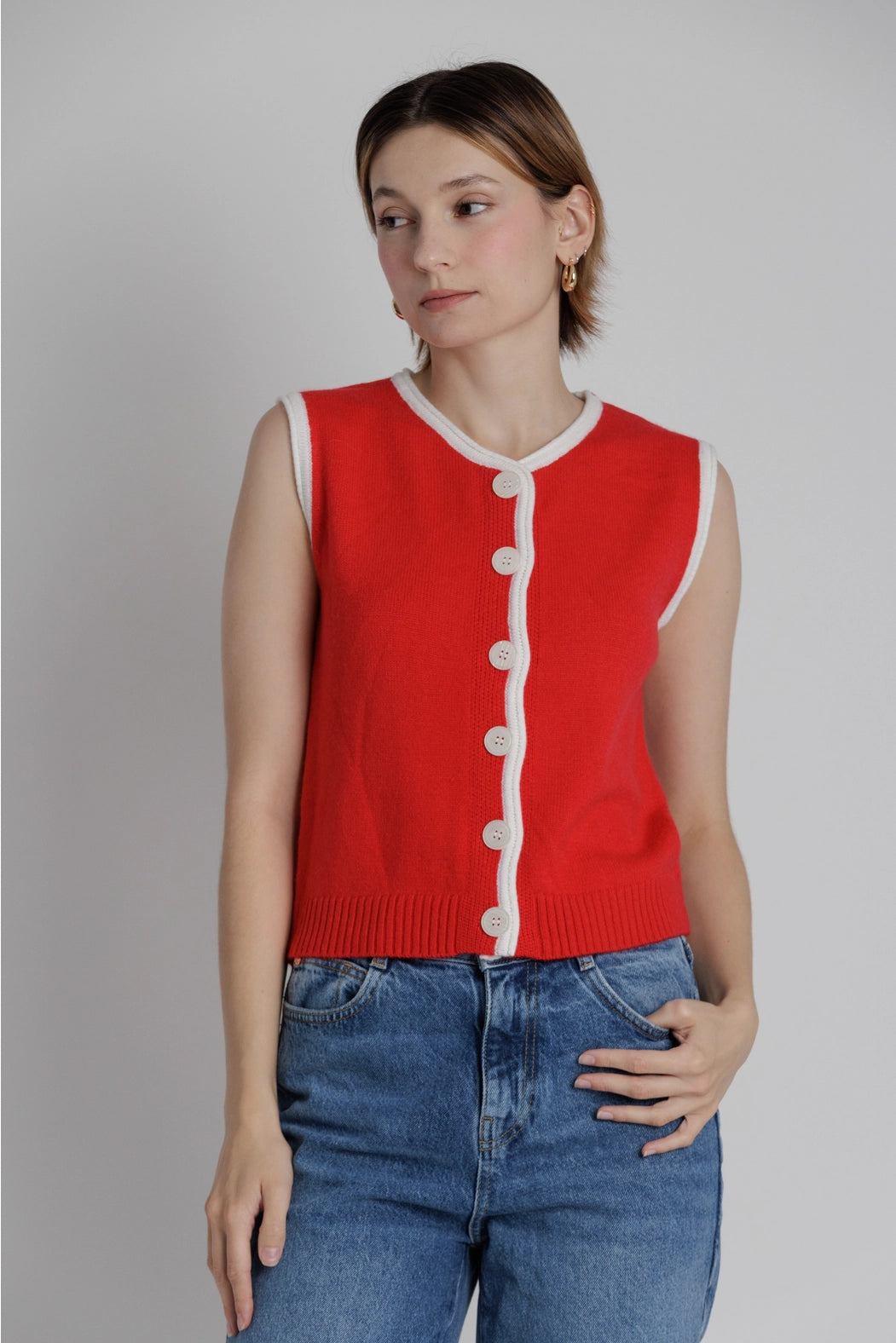 Contrast Cord Sleeveless Sweater Shop Expeditions