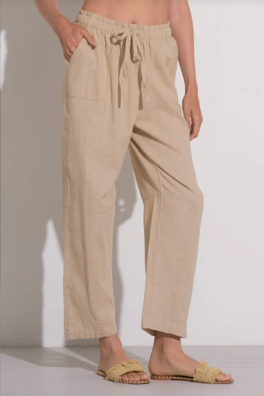 High-Rise Straight-Leg Drawstring Pants