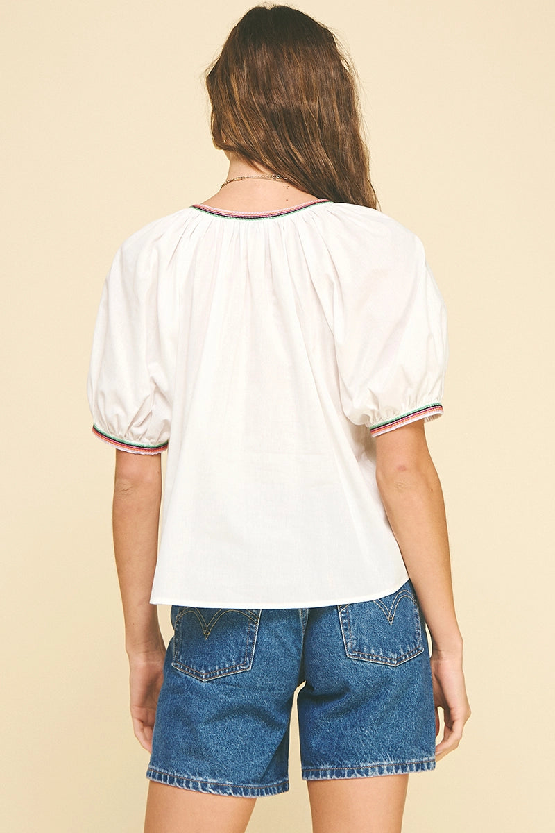 Contrast Stitch Detailed Blouse Top Pinch