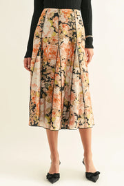 Amora Contrast Stitched Godet Midi Skirt Adelyn Rae
