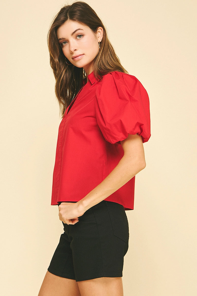 Bubble Sleeve Blouse Top Pinch