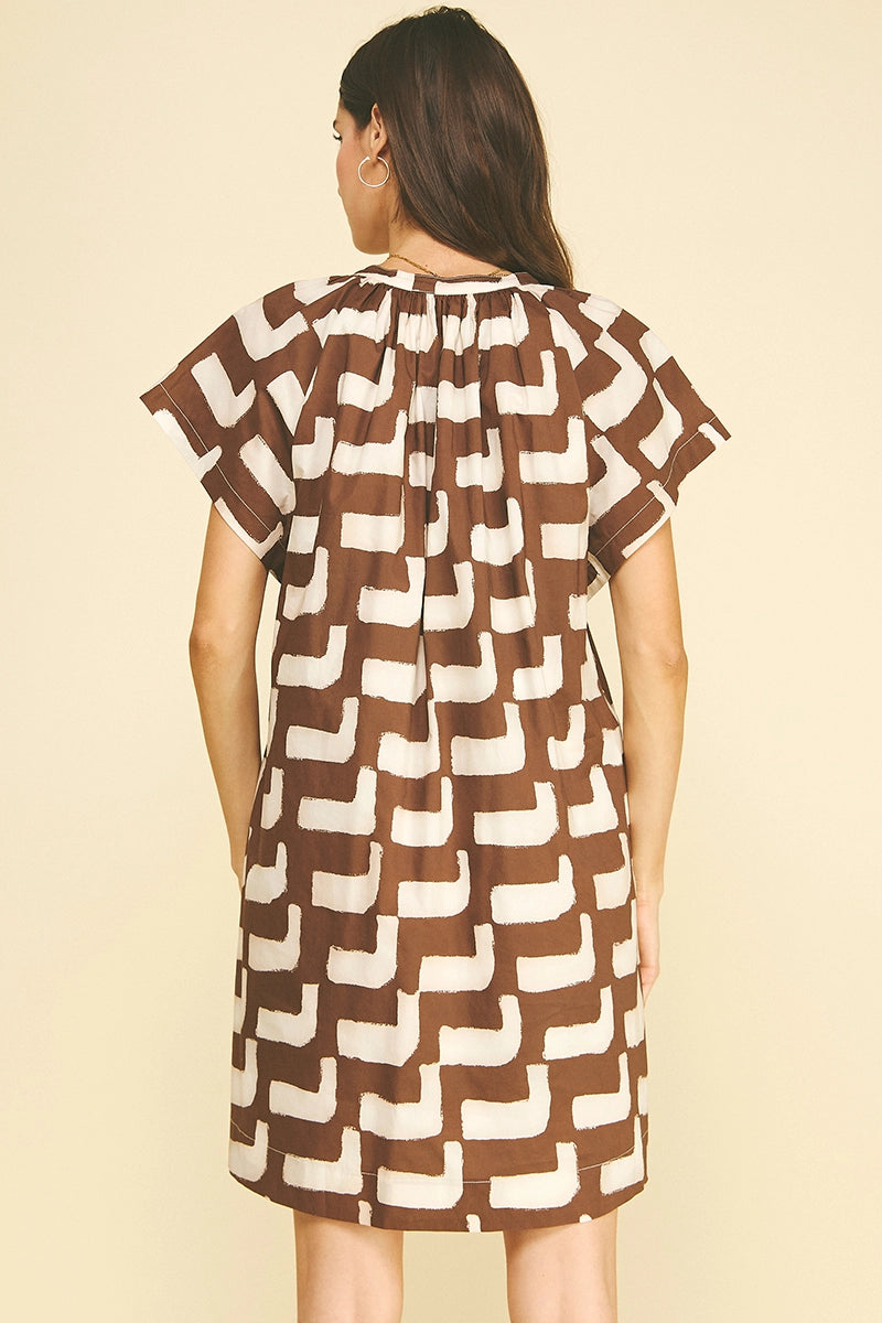 Geometric Print Tunic Mini Dress Pinch