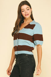 Color Block V-Neck Knit Sweater Pinch