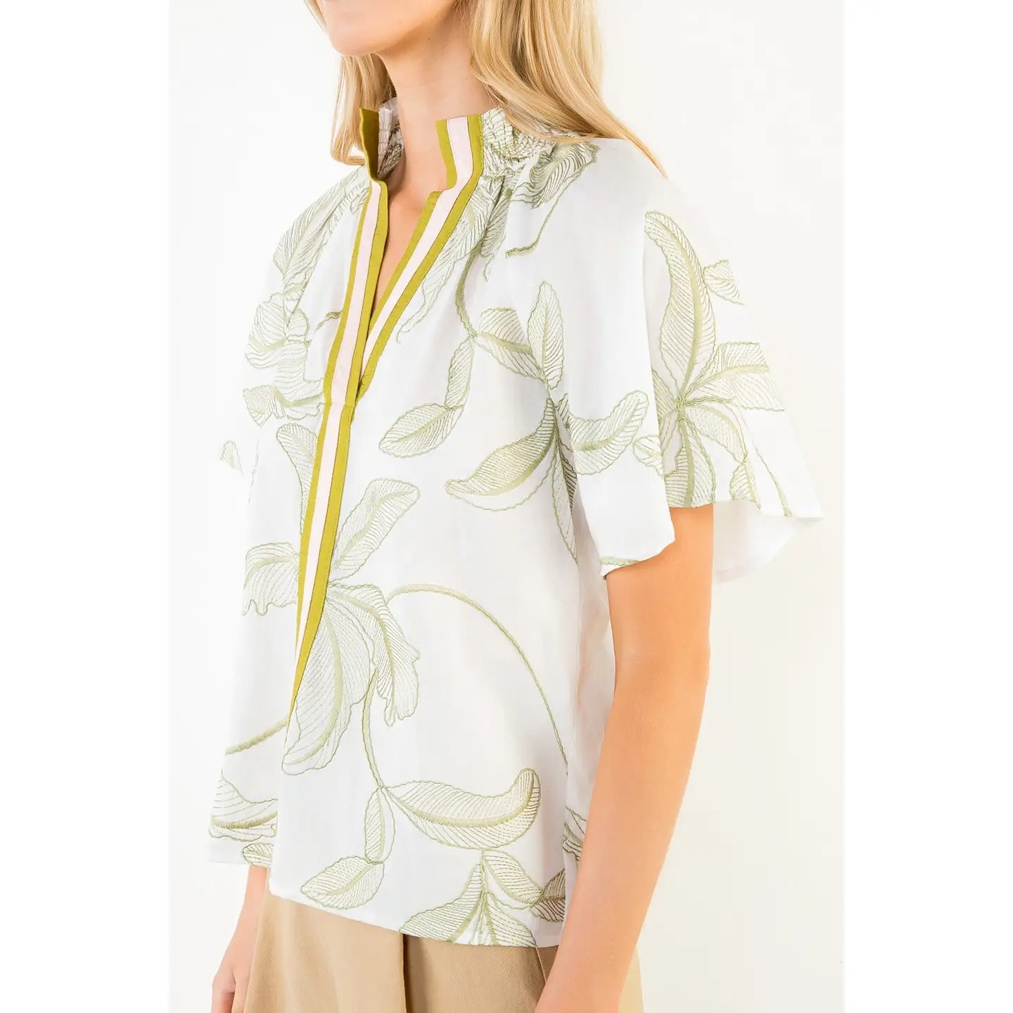 Leaf Flutter Sleeve Top THML