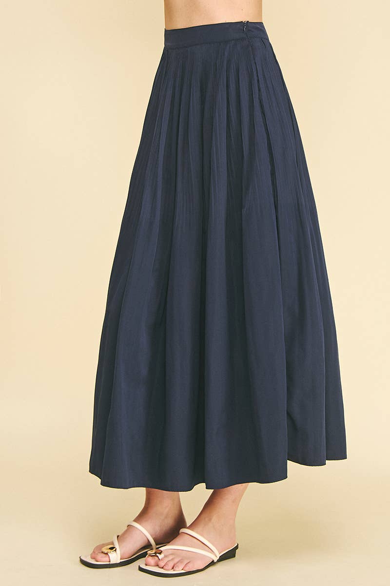 Pleated A-Line Midi Skirt Pinch