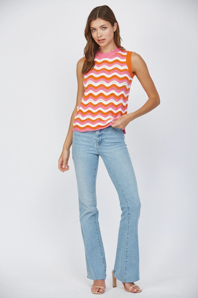 Wavy Stripe Sweater Tank Fate