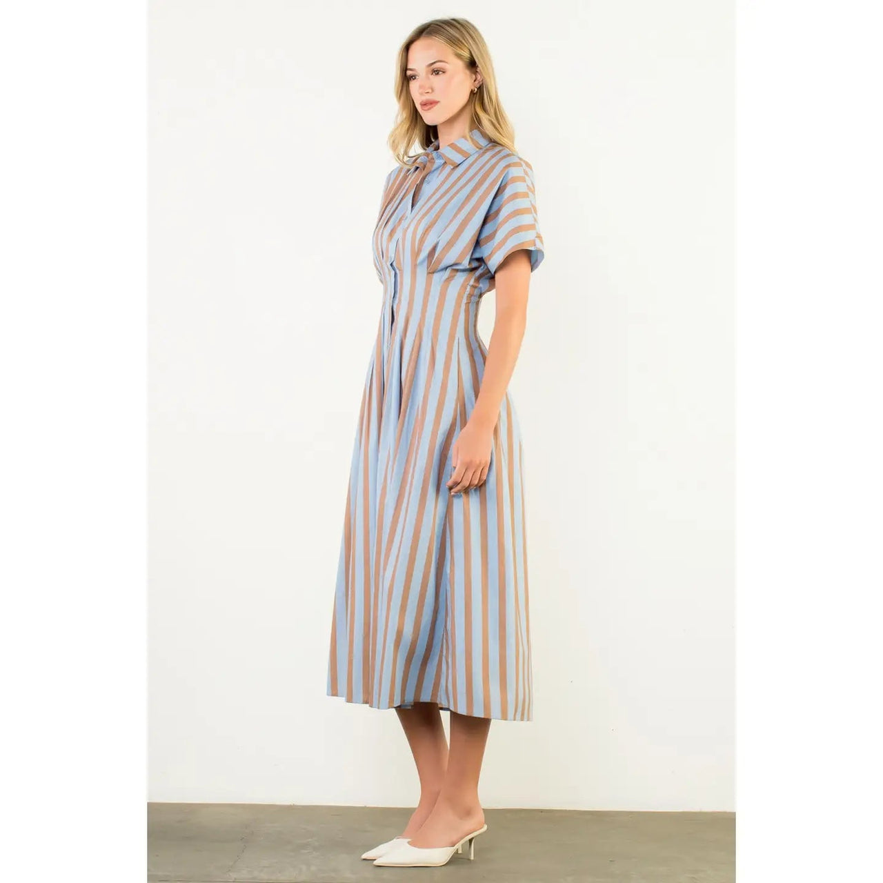 Striped Button Down Maxi Dress THML