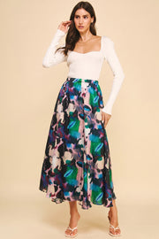 Multicolor Abstract Print Skirt Pinch