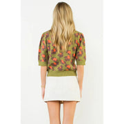 Short Sleeve Leopard Print Knit Top THML