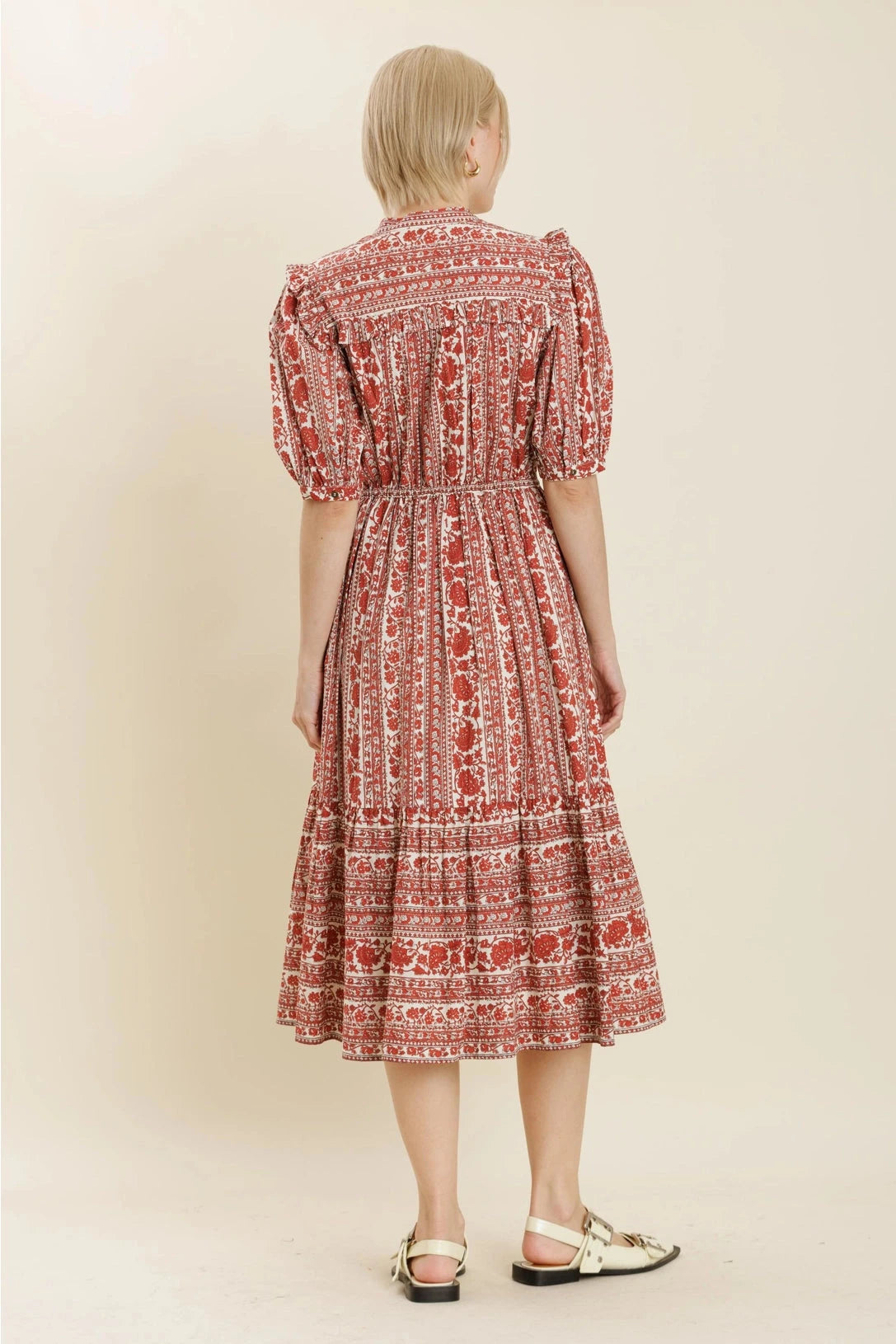 Floral Ruffle Midi Dress Aureum