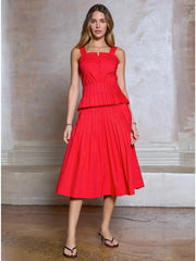 Sleeveless Embroidered Peplum Top Current Air