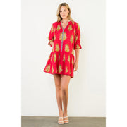 Floral Detailed V-Neck Dress THML