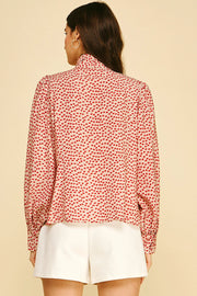 Polka Dot Bow Tie Detailed Shirt Pinch