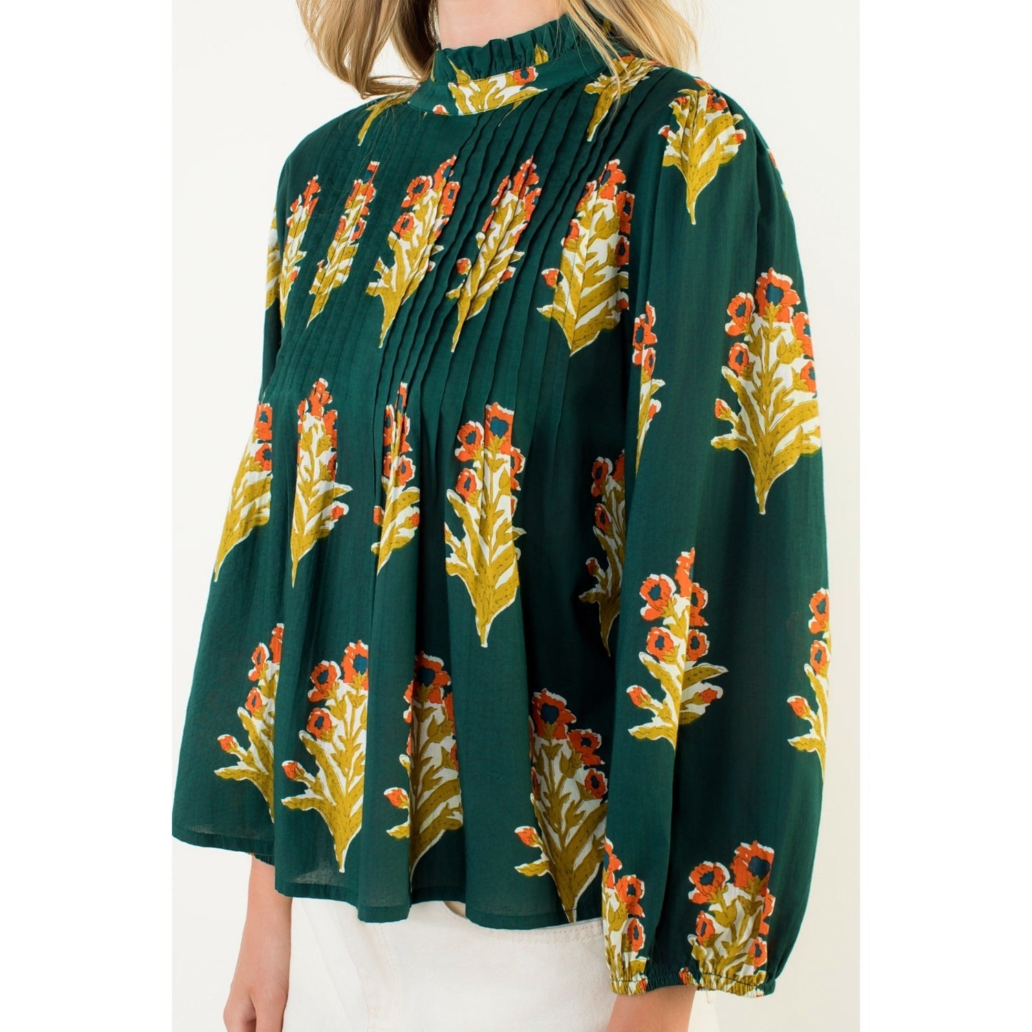 Long Sleeve Floral Detail Top THML