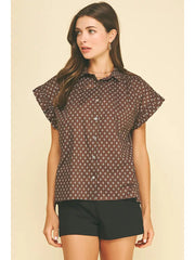 Geometric Diamond Print Shirt Pinch
