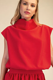 Mock Neck Balloon Top Glam