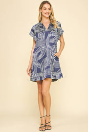 Deep Blue Printed Tunic Dress Pinch