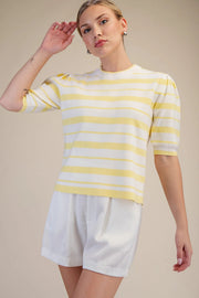 Round Neck Short Sleeve Knit Top Glam