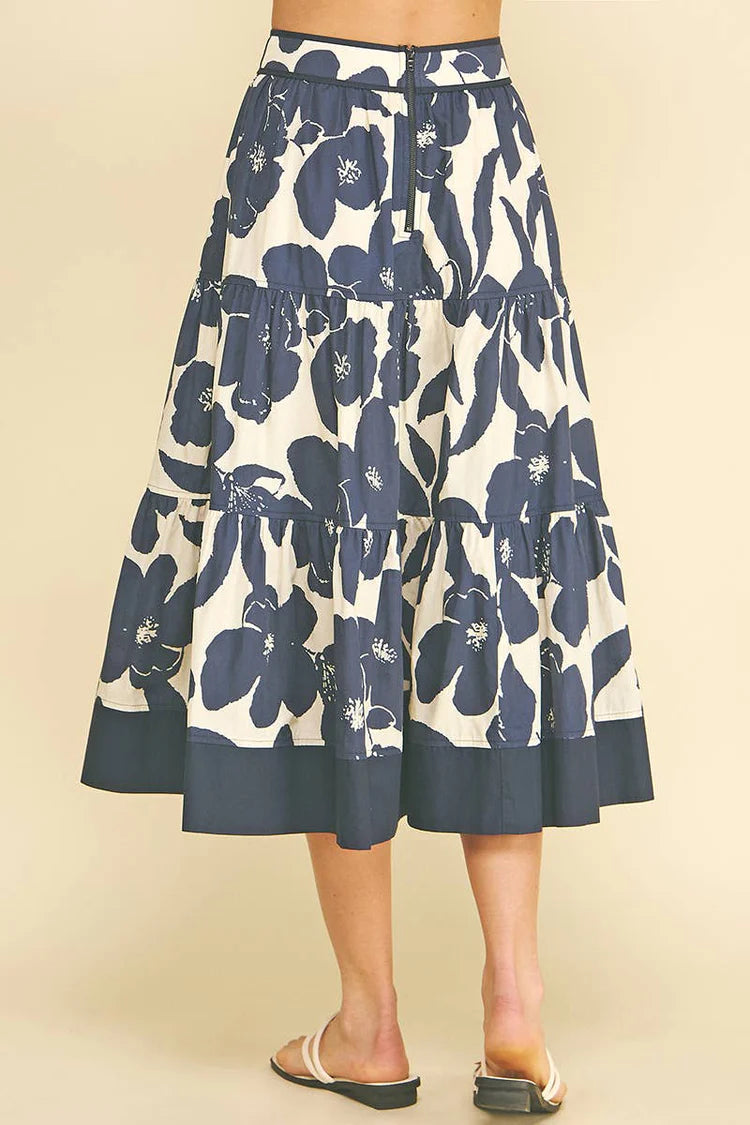 Floral Tiered Midi Skirt Pinch