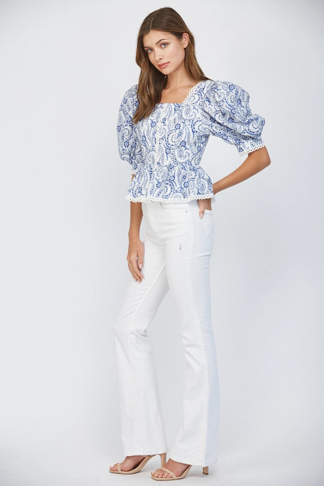 PUFF SLEEVE PEPLUM TOP Shop Expeditions