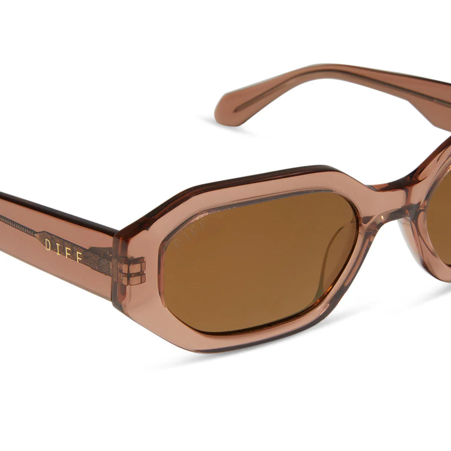 Allegra Rectangle Sunglasses in Cafe Ole Brown Flash Polarized | Diff Eyewear Diff Eyewear