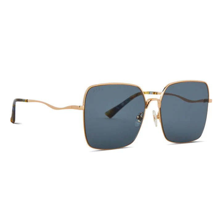 Clara Cat Eye Sunglasses in Gold/Grey Polarized | Diff Eyewear