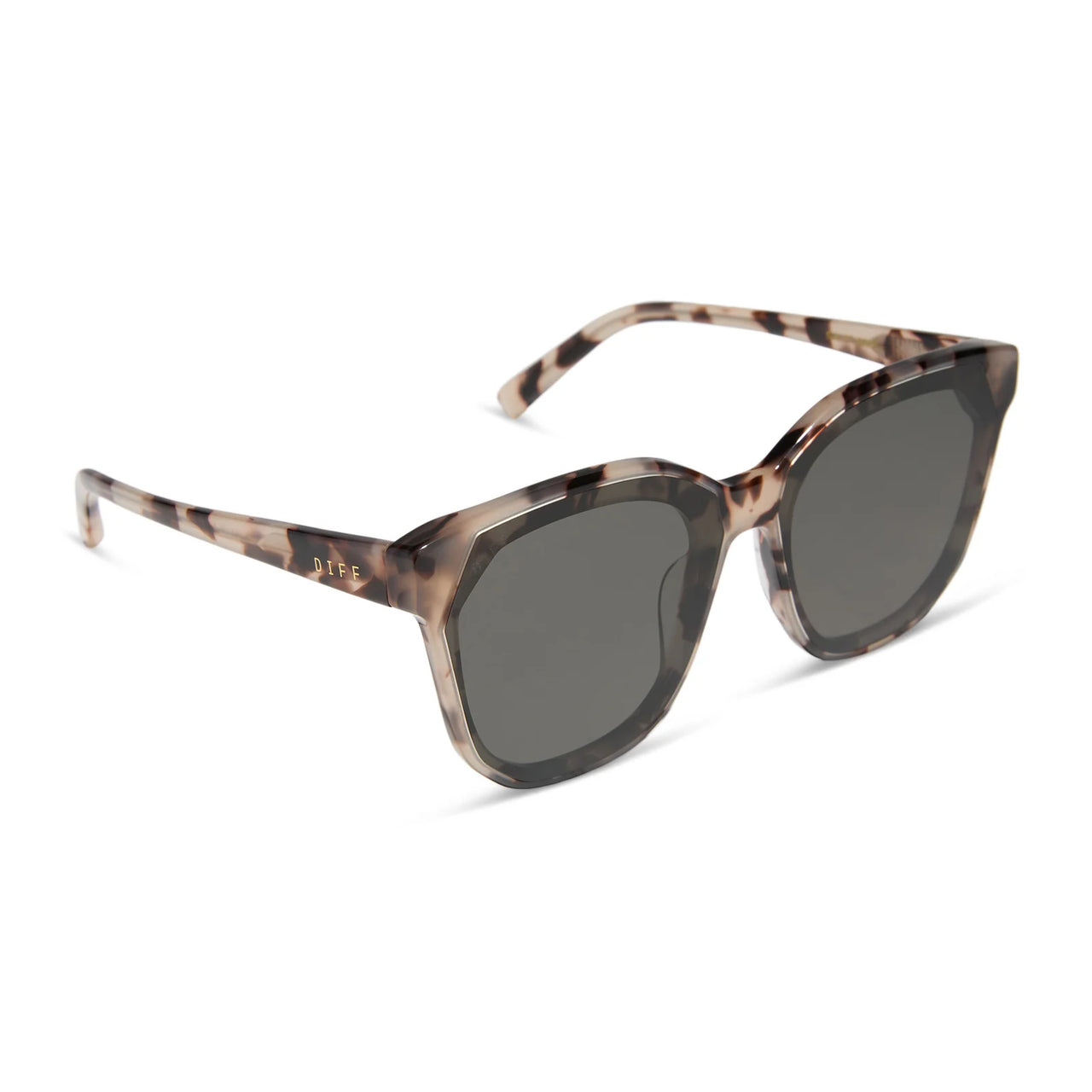 Gia Cat Eye Sunglasses in Cream Tortoise/Grey | Diff Eyewear