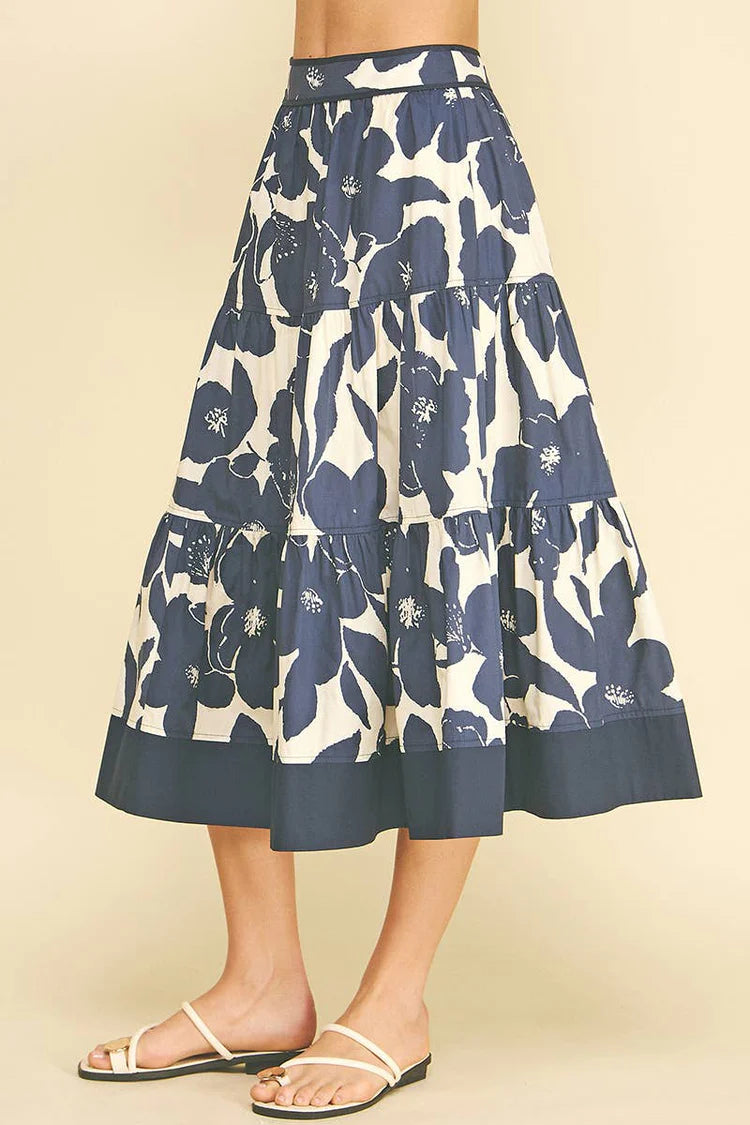 Floral Tiered Midi Skirt Pinch
