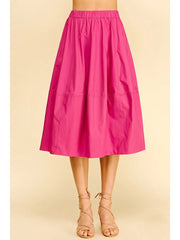 Pleated Poplin Midi Skirt Pinch