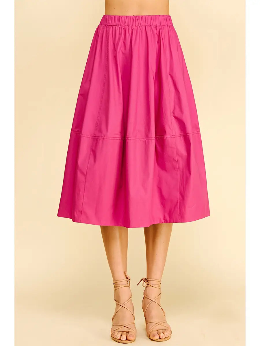 Pleated Poplin Midi Skirt Pinch