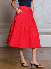 Pleated A-Line Midi Skirt Current Air