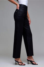 31" Black Coated Clean Dad Jean Hidden Jeans