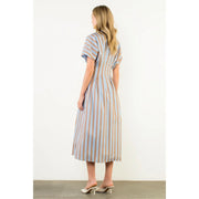Striped Button Down Maxi Dress THML