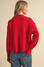 Drop Shoulder Long Sleeve Ribbed Sweate Merci