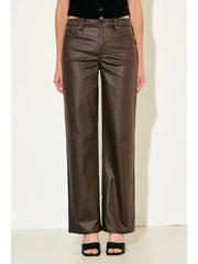 31" Inseam High Rise Ella Classic Straight Brown Coated Pants Hidden Jeans