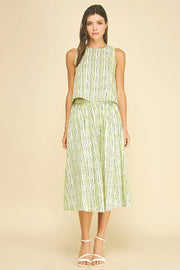 Geometric A-Line Midi Skirt Pinch