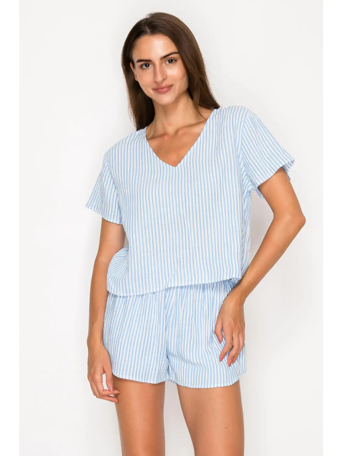 Blue Gauze Stripe Set Meet Me in Santorini