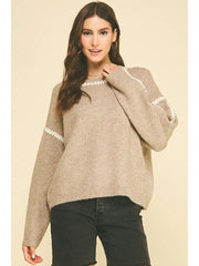 Stitch Embroidered Deatil Knit Sweater Pinch