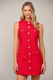 FRONT PATCH POCKET SLVL TWEED DRESS Shop Expeditions
