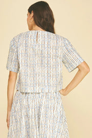 Geometric Short Sleeve Blouse Pinch